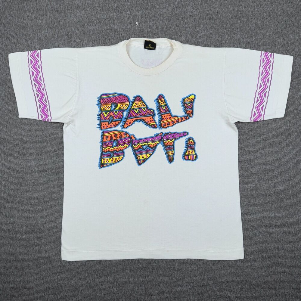 Vintage‎ Bali Bali T-Shirt Men's XL White Surf Beach Abstract Art Ocean 90s